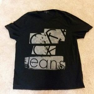 Calvin Klein Black V neck T shirt Men's XL